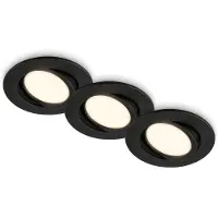 Briloner PIWO 3er Set LED Einbaustrahler 230V, Schwenkbar, Warmweiße Lichtfarbe, Schwarz, Ø8 x 2,2 cm