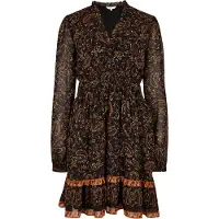 Apricot Minikleid "Mini-Rüschenkleid" mit gesmokter Taille