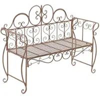 Décoshop26 -Gartenbank im rustikalen Design 128 cm breit aus gealtertem braunem Metall 10_0002938