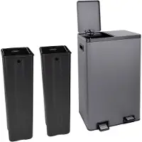 SVITA TMH2X30 Mülleimer 60L Mülltrennsystem 2 Fächer 2x30L Softclose Stahl Grau