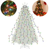 Salcar 1,5m Weihnachtsbaum Lichterkette mit Ring und 8 Girlanden, 200er LED Chri