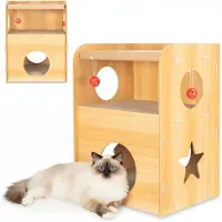 Coil Kratztonne, Katzenhöhle, Katzenkratzbaum, Katzenbett, Katzenliege, Umweltfreundliches Bett, Kratzpappe, MDF, Höhe: 55 cm