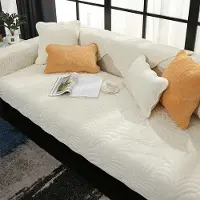 Nikcorp Sofabezug wasserdicht Anti-Rutsch Beige Plüsch 90x90CM — sofaschutz, hundedecke, sesselauflage, weicher möbelschutz, katzendecke, wohntextilien