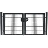 MR-Zaun Doppelstabmattenzaun-Tor 2-flügelig 8/6/8 Anthrazit, Anthrazitgrau, 1800 mm