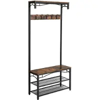 Helloshop26 Garderobe mit Schuhregal, Bank und Industriehaken 12_0000892