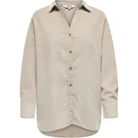 ONLY Langarmbluse "ONLMARIKE LIFE L/S CORD LOOSE SHIRT PNT", Damen, Gr. L, beige (string), Web, Obermaterial: 88% Polyester, 10% Nylon, 2% Elasthan, unifarben, loose fit, Blusen Langarmbluse