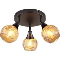 Globo 54360-3 FROSTA Strahler Metall schwarz-chrom matt, Metall schwarz-chrom, Glas geeist rauchfarben, Dreh-/Schwenkbar, ø: 320mm, H: 165mm, exkl. 3x E14 40W 230V