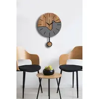 Opviq , Vlnt109, Dekorative Wanduhr, Nussbaum, 100 % MDF, 34 x 48 cm