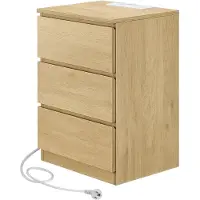 Vasagle Beistelltisch Set mit Steckdosenleiste, Nachttisch, 3 Schubladen LETB35831Y70