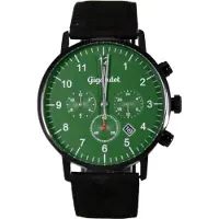Gigandet Armbanduhr Herren Edelstahl Lederband Grün Schwarz G21-010