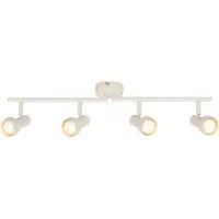 Briloner Deckenstrahler Tapp, weiß, Länge 61 cm, 4-flg., Metall, GU10 dimmbar, weiß / opal, für Wohn- / Esszimmer, Metall, Modern, Strahler