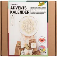 Folia 9386 - Adventskalender-Set "Makramee", 55-teiliges DIY Bastel-Set zur Gestaltung eines individuellen Adventskalenders mit trendigem Makramee-Element
