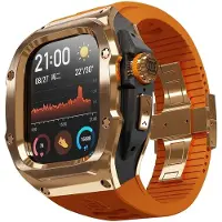 Wigento Smartwatch Armband Metall Gehäuse für Apple Watch Ultra 2 / 1 49mm Silikon TPU