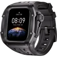 Wigento Für Apple Watch Series 10 46mm Hochwertiges Silikon Arm Band mit Metall Gehäuse