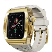 Wigento Für Apple Watch Series 9 8 7 45 / SE 6 5 4 44 Silikon Band Metall Gehäuse Hülle