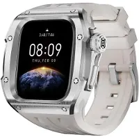 Wigento Für Apple Watch Series 10 46mm Hochwertiges Silikon Arm Band mit Metall Gehäuse