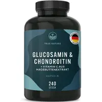 True Nature Glucosamin Chondroitin Kapseln hochdosiert - Vitamin C aus Hagebutte 240 St