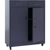 Mendler Aktenschrank MCW-O89, Stahlschrank Büroschrank, Rollen Türen Schubladen abschließbar Metall 116x90x40cm dunkelgrau