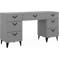 Vicco Schreibtisch Anett Grau 150 x 45 cm mit 7 Schubladen, Model 43659