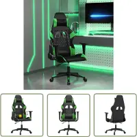 The Living Store Gaming-Stuhl mit Massagefunktion Schwarz und Grün Kunstleder