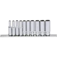 Ks Tools 918.0610, Steckschlüssel-Satz, 10 Kopf/Köpfe, Chrom-Vanadium-Stahl, DIN 3120, ISO 1174, DIN 3124, ISO 2725, 360 g