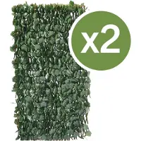 HABITAT ET JARDIN 2er-Set Weidengeflecht Zaun Grün 200x100x4 cm UV-Schutz Wasserbeständig