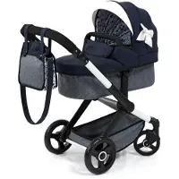 Bayer Xeo Poppenwagen mit Tasche, höhenverstellbar, umbaubar zum Jogger, schwenkbare Vorderräder
