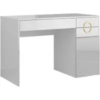 Vicco Schreibtisch Adela Weiß Hochglanz 115 x 55 cm mit 3 Schubladen, Model 43657