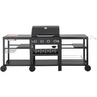 HABITAT ET JARDIN GASGRILL barbecue à gaz cuisine d'extérieur - 12 kw - 4 brûleurs - noir Schwarz