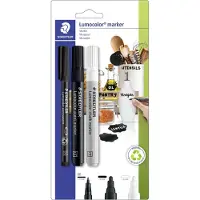 Staedtler Lumocolor Marker-Set, 3er Blisterkarte Inhalt: Lumocolor Permanent-Marker schwarz (317-9)