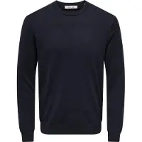 Only & Sons Rundhalspullover "WYLER LIFE CREW KNIT", Herren, Gr. XL, blau (navy), Strick, Obermaterial: 78% Viskose, 22% Polyester, normal normal, Rundhals, Bündchen, Pullover Rundhalspullover