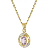 Trendor 21188 Damen-Anhänger Amethyst Gold 333/8K mit vergoldeter Silberkette