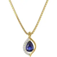 Trendor 21192 Gold Anhänger 333 mit synthetischem Saphir + vergoldete Kette