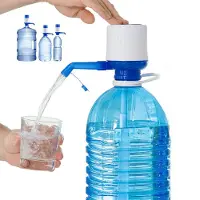 InnovaGoods Universal-Wasserspender, manueller Spender für Karaffen, Flaschen, Fässer, Kompatibel für 2,5/5/6,5/8 und 10L Flaschen de, mit Adapter de 3,8 und 4,8cm Antitropf. Weiß-Blau