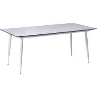Beliani Gartentisch Hellgrau u. Weiß HPL-Platte Steinoptik Rechteckig 180x90 cm mit Metallgestell Aluminium Modern Outdoor Esstisch für 6 Personen