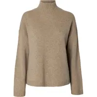 Selected Damen Pullover & Cardigans Slfcille Cashmere Blend High Neck Noos - Beige - Größe S