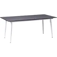 Beliani Gartentisch Dunkelgrau u. Weiß HPL-Platte Steinoptik Rechteckig 180x90 cm mit Metallgestell Aluminium Modern Outdoor Esstisch für 6 Personen