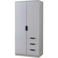 En.casa Kleiderschrank ’Eiselfing’ 176 x 80 x 52 cm mit 2 Türen, 1 Stange, 4 Fächern, 3 Schubladen Grau