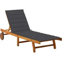 Helloshop26 - Sonnenliege Deckstuhl Sonnenbett Gartenbett Terrassenmöbel mit Kissen massives Akazienholz 02_0012375