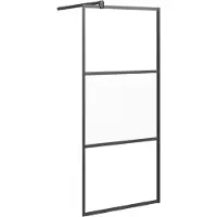 vidaXL Duschwand für Walk-In Dusche 90x195 cm ESG Halbmattiert Schwarz
