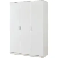 En.casa Kleiderschrank ’Eiselfing’ 176 x 120 x 52 cm mit 3 Türen, 1 Stange, 4 Fächern Weiß