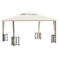 Syfax Pavillon mit Seitenwänden & Doppeldach 3x4 m Creme