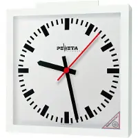 Peweta Funk-Wanduhr mit Sekundenanzeiger, 50x50 cm, Zifferblatt DIN-Balken, Batteriebetrieb