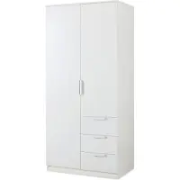 En.casa Kleiderschrank ’Eiselfing’ 176 x 80 x 52 cm mit 2 Türen, 1 Stange, 4 Fächern, 3 Schubladen Weiß