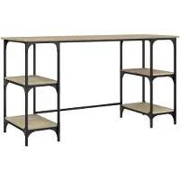 Helloshop26 - Schreibtisch Tisch Arbeitsplatz Computermöbel Arbeitszimmermöbel Sonoma-Eiche 140 x 50 x 75 cm Metall und 02_0023654