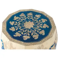 GINER Y COLOMER Hocker im ethnischen Stil aus Mangoholz und handbemalt in Blue | Gr.: onesize