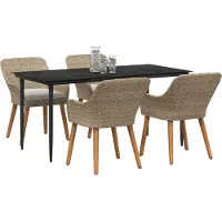 vidaXL Garten Essgruppe 5 Stk. Beige Poly-Rattan