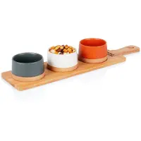 Excellent houseware Bambusbrett mit 3 Tapas Schalen
