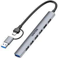 UNITEK H1209AGY01, USB Typ-C, 5000 Mbit/s, Grau, Aluminium, Rundkabel, 140,5 mm