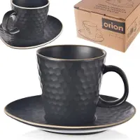 Lumarko Filiżanka ze spodkiem do kawy espresso ceramiczna czarna TEA TIME 95 ml